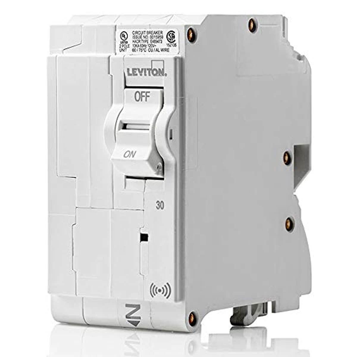 Leviton LB230-S 30 Amp, 2-Pole Plug-on Smart Standard Branch Circuit Breaker, 120 VAC, White