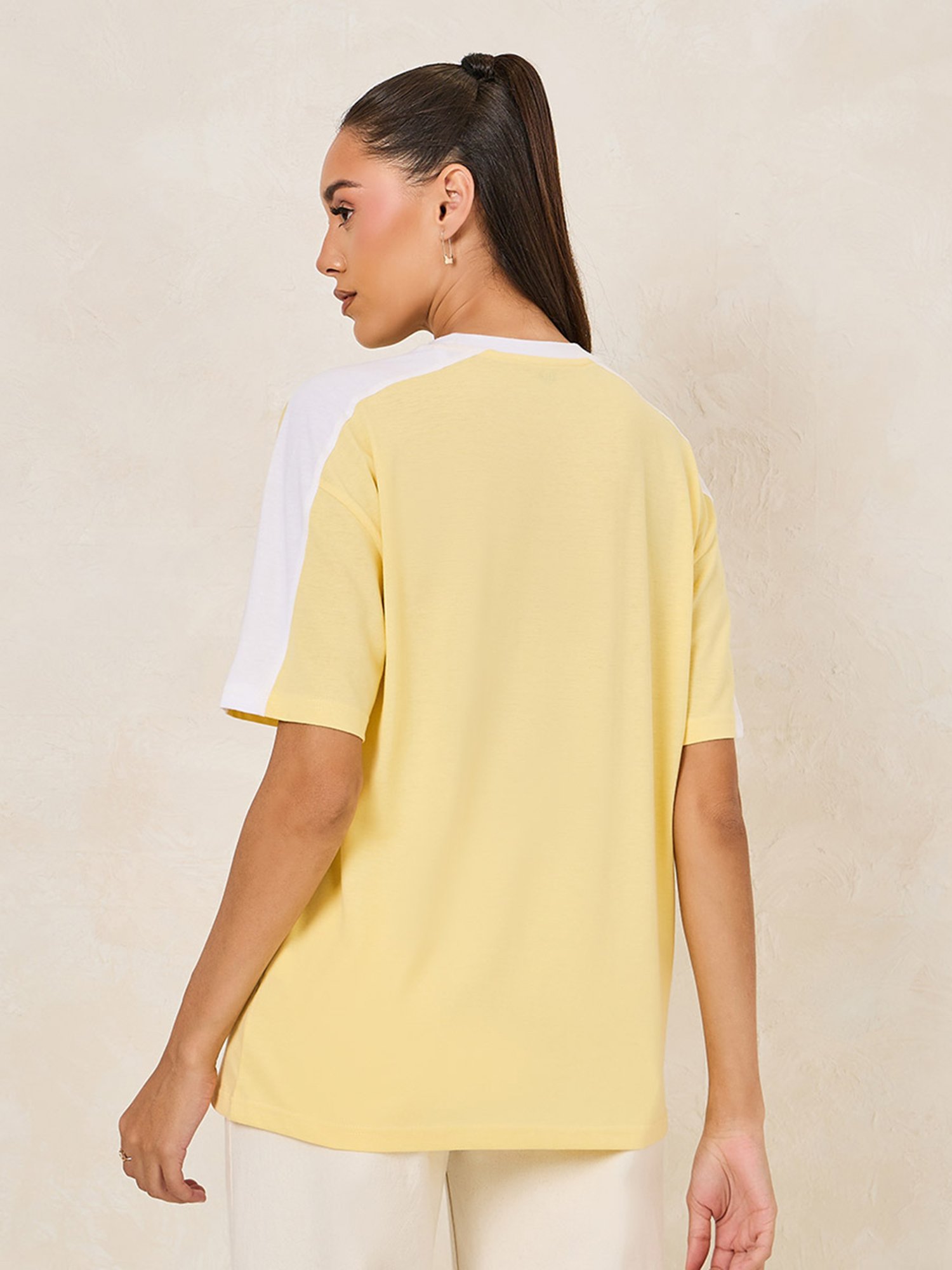 Styli Yellow Graphic Print Oversized T-Shirt