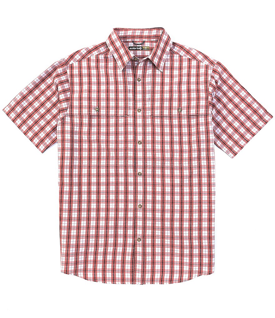 Solaris Big & Tall Short Sleeve Checked Print Synthetic UV Protection Shirt