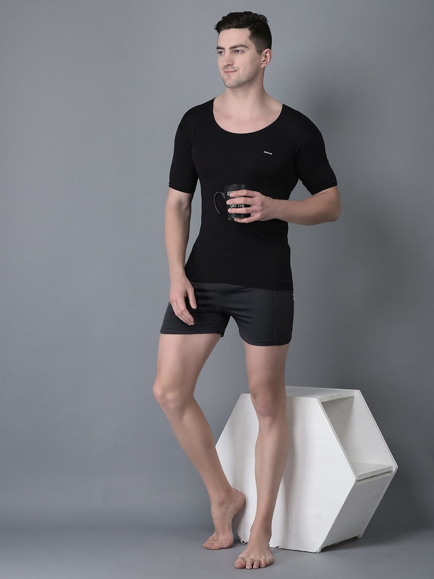 Cantabil Navy Blue Cotton Regular Fit Vest