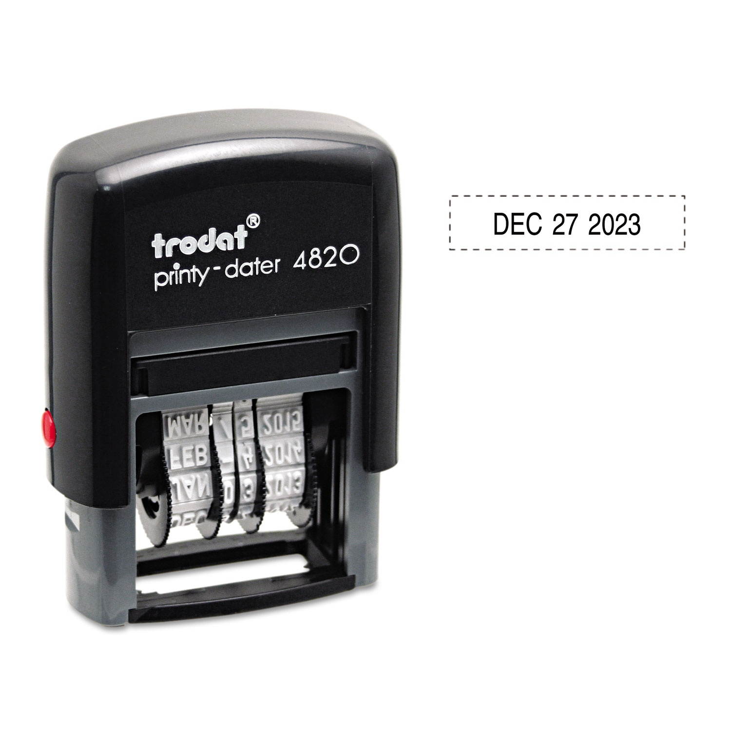 Us Stamp E4820 Trodat Economy Stamp, Dater, Self-Inking, 1 5/8 x 3/8, Black