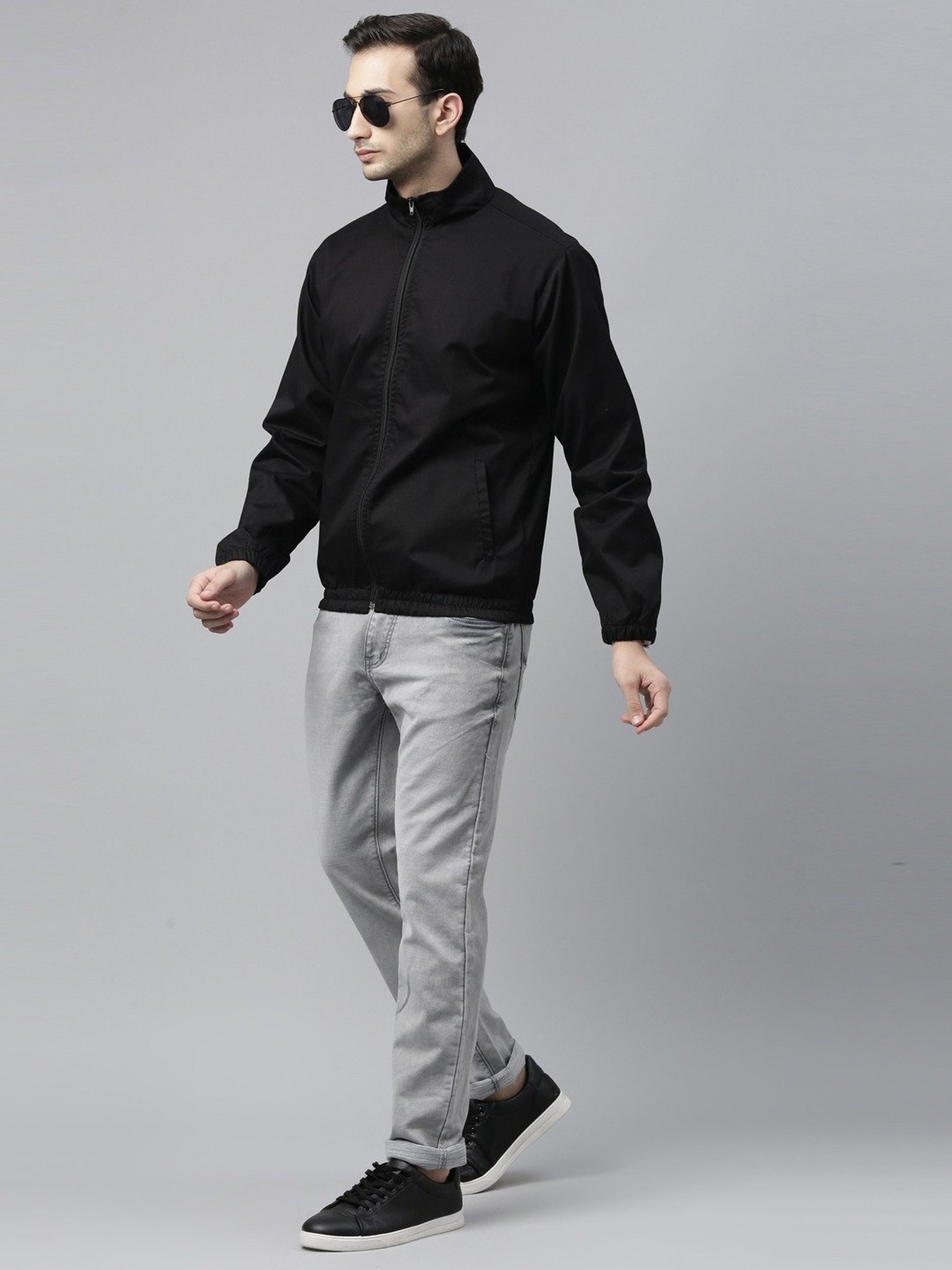 CINOCCI Black Cotton Slim Fit Jacket