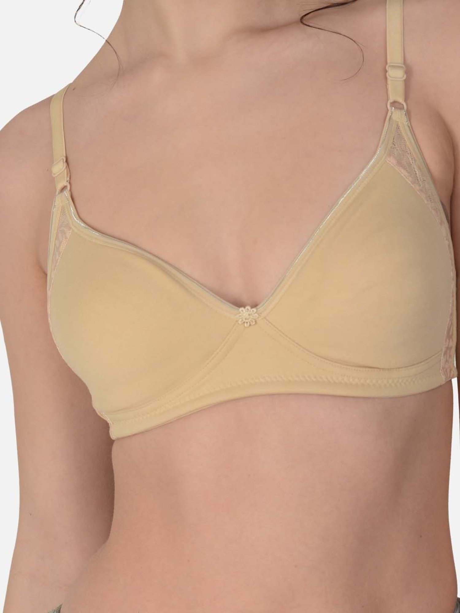mod & shy Beige Cotton Non-Padded Seamless Bra
