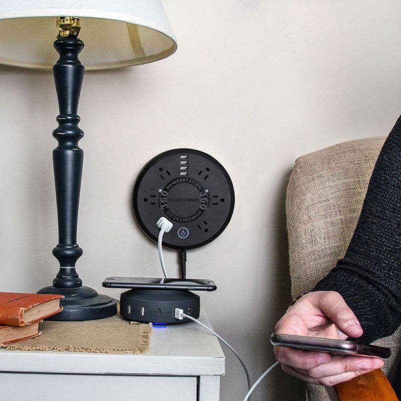 ChargeHub Powerstation 360 10-Device Surge Protector Power Strip