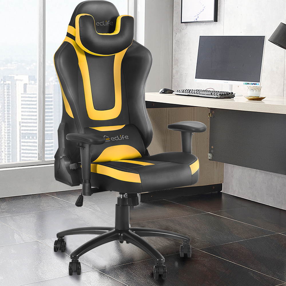 Ergonomic Gaming Chair Racing Style Chair Home Office Chair Massage Chair With Height Adjustment Recliner Swivel Rocker ,Adjustable Headrest,Retractable Footrest And Massage Lumbar Pad