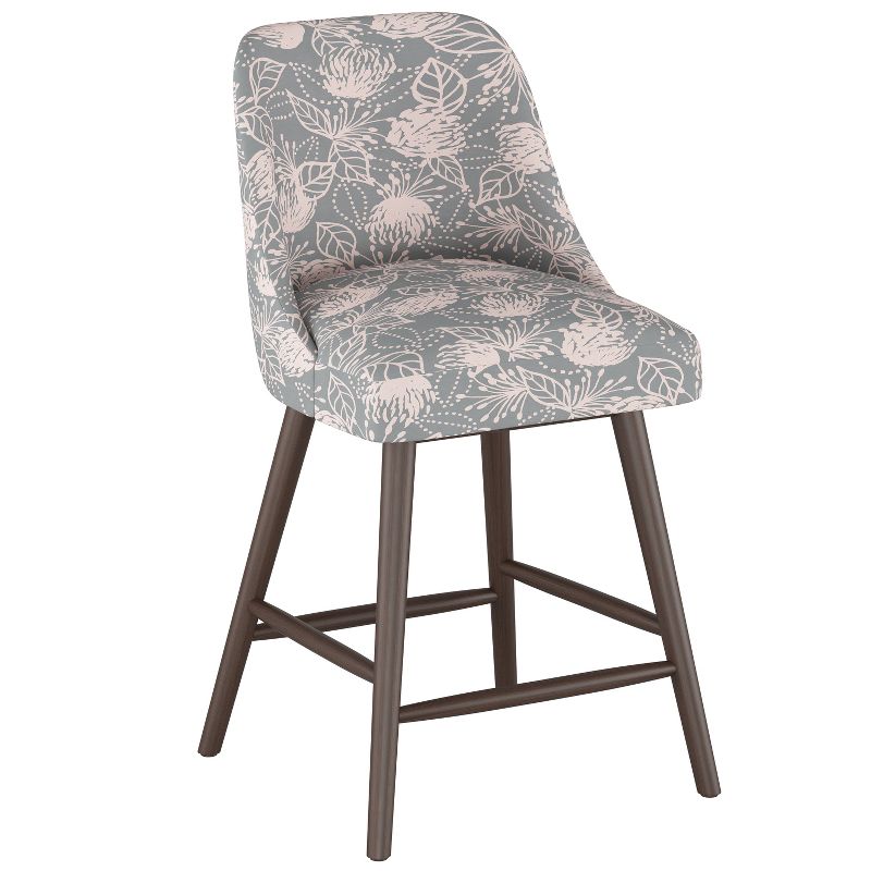 27" Geller Modern Counter Height Barstool Sketch Floral Gray Pink - Project 62™