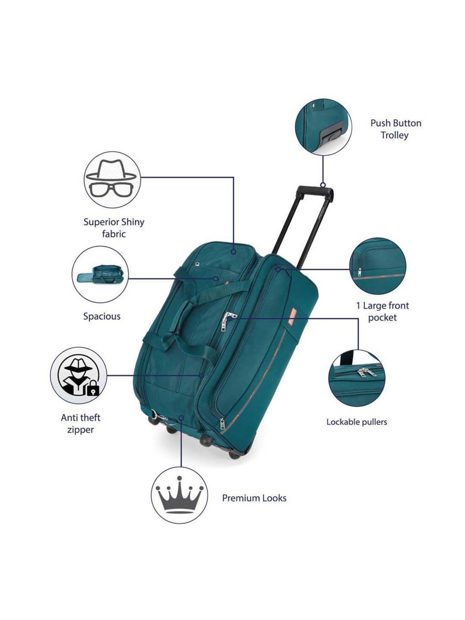 Aristocrat Blue Small Soft Duffle Trolley - 56 cm