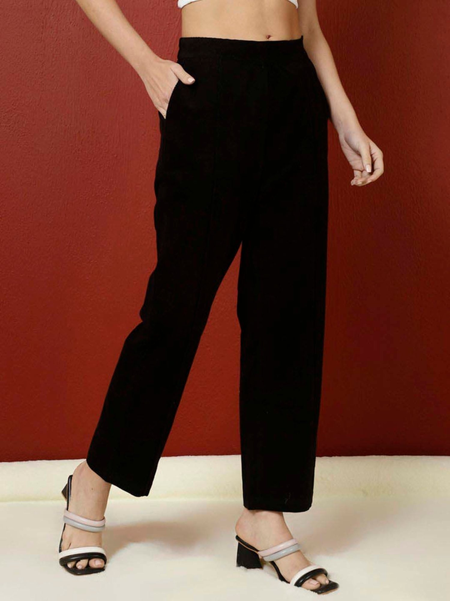 Jaipur Kurti Black Plain Pants