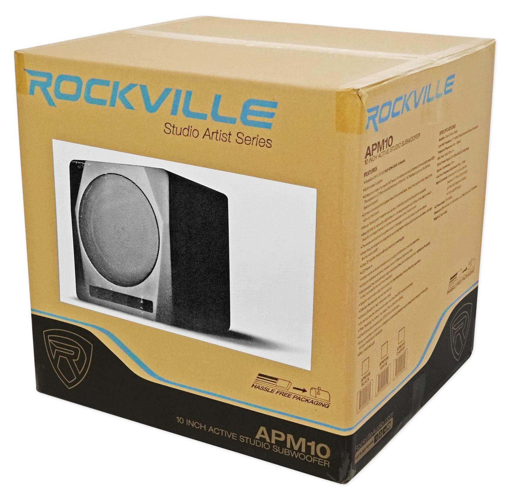 rockville apm10b 10" 400 watt powered home theater subwoofer sub - studio sound