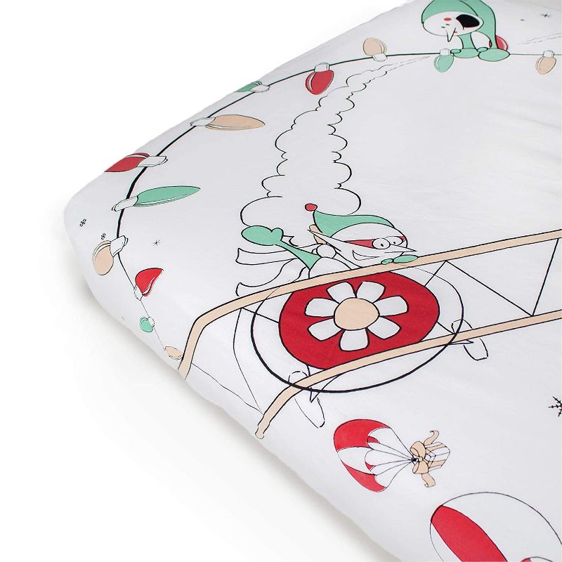 JumpOff Jo Fitted Crib Sheet, Cotton Crib Sheet for Standard Sized Crib Mattresses, Hypoallergenic and Breathable, 28" x 52", Christmas Mischief