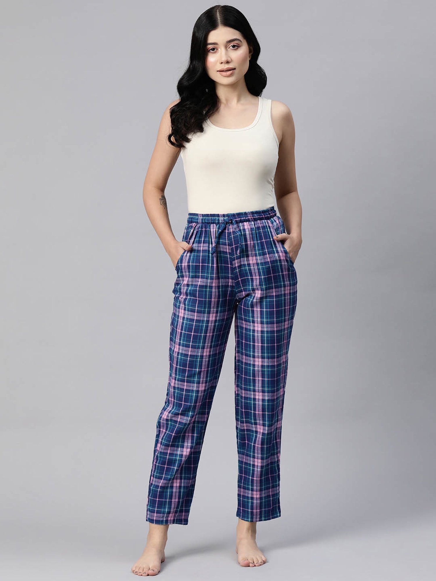 One Femme Blue Check Pyjamas