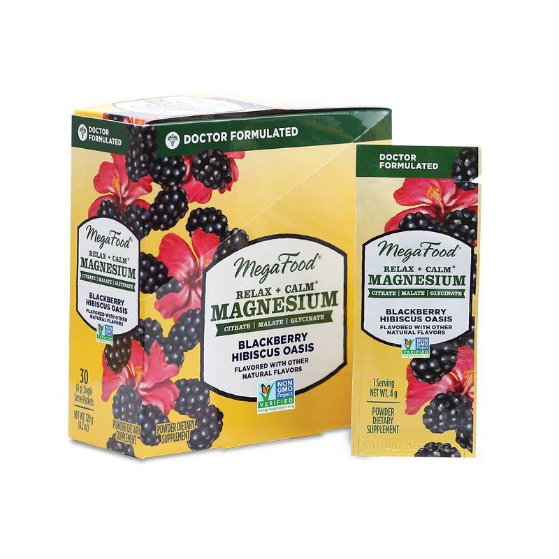 MegaFood Magnesium Powder Supplement - Black Hibiscus - 30ct