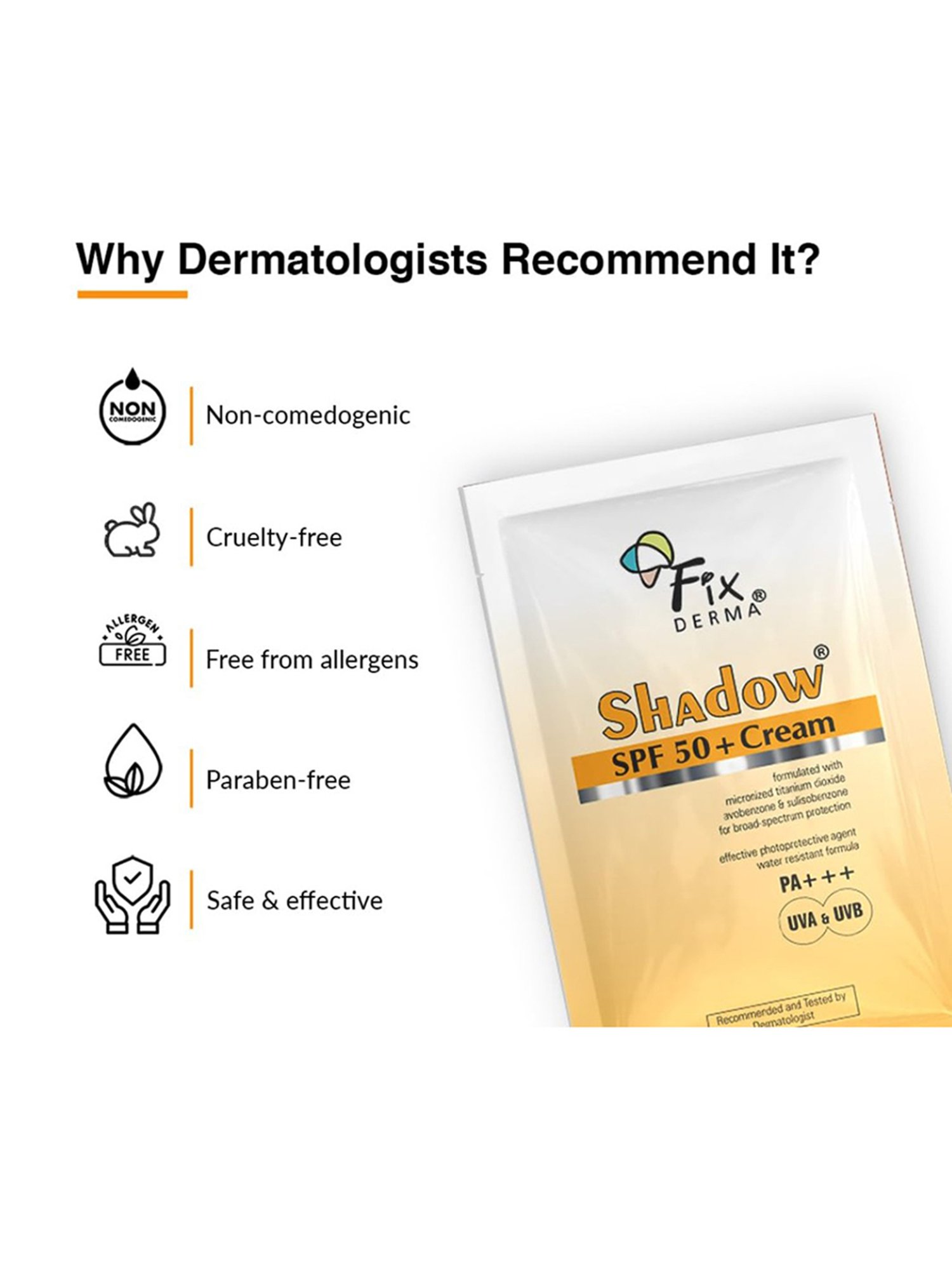 Fixderma Shadow SPF 50+ PA+++ Cream - 10 gm