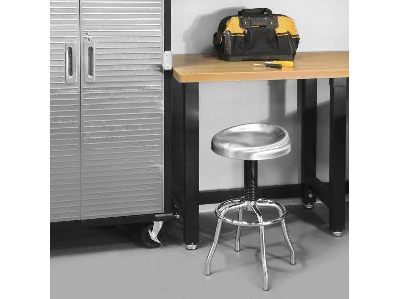 Metallic Contoured Pneumatic Stainless Steel Adjustable Height Barstool Silver - Seville Classics