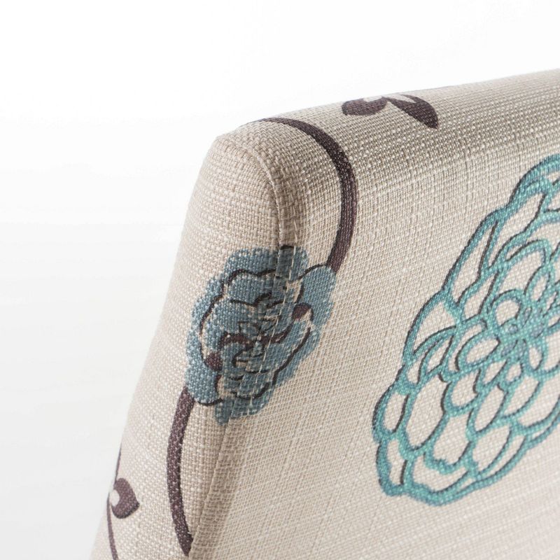 Set of 2 Pertica Contemporary Fabric Dining Chairs Light Beige with Blue Floral - Christopher Knight Home