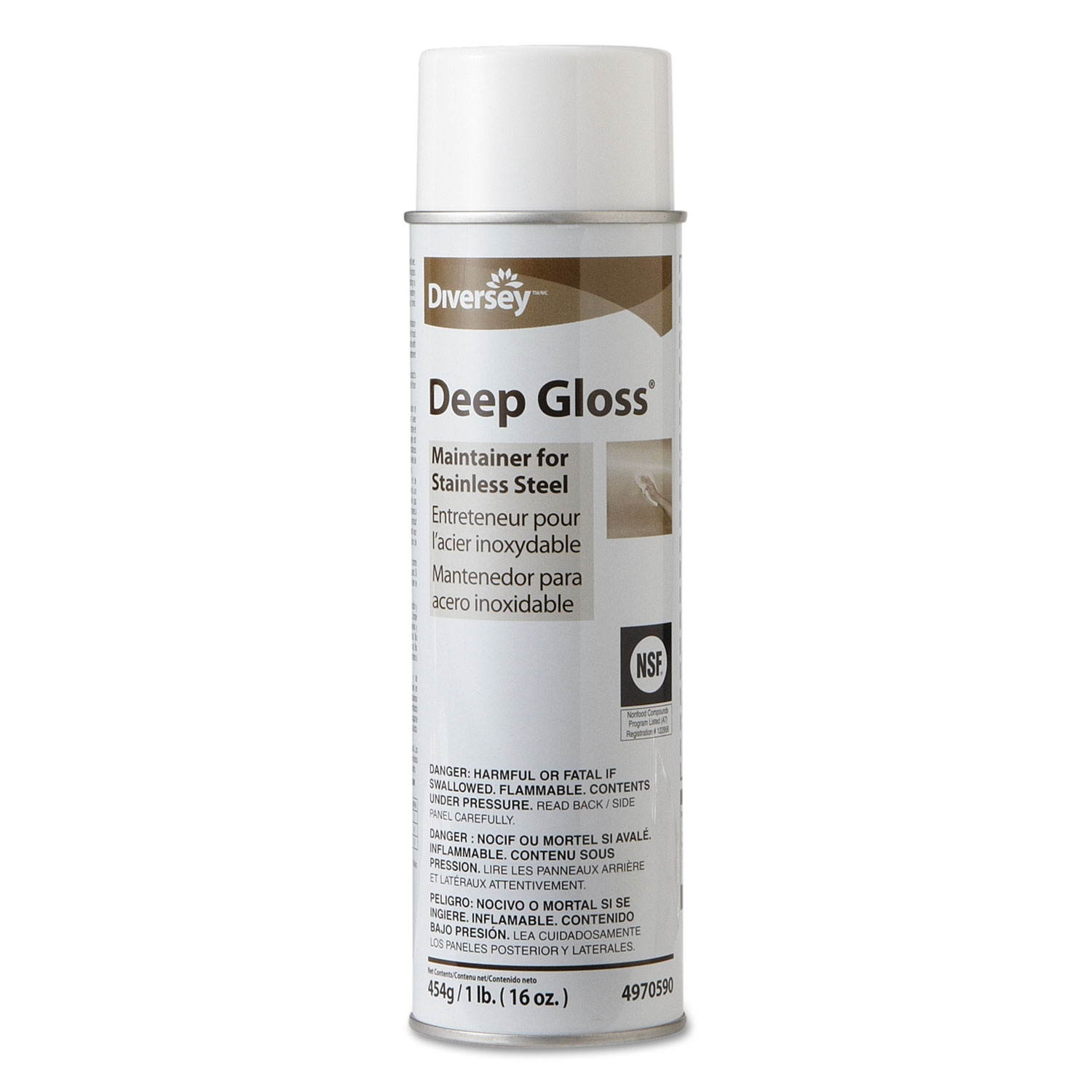 Diversey Deep Gloss Stainless Steel Maintainer - Ready-To-Use Aerosol - 0.13 gal (16 fl oz) - Characteristic Scent - 1 E