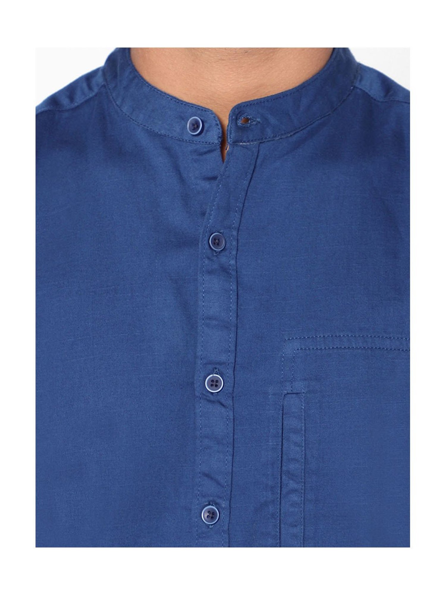 TeenTrums Boys Navy Solid Full Sleeves Shirt