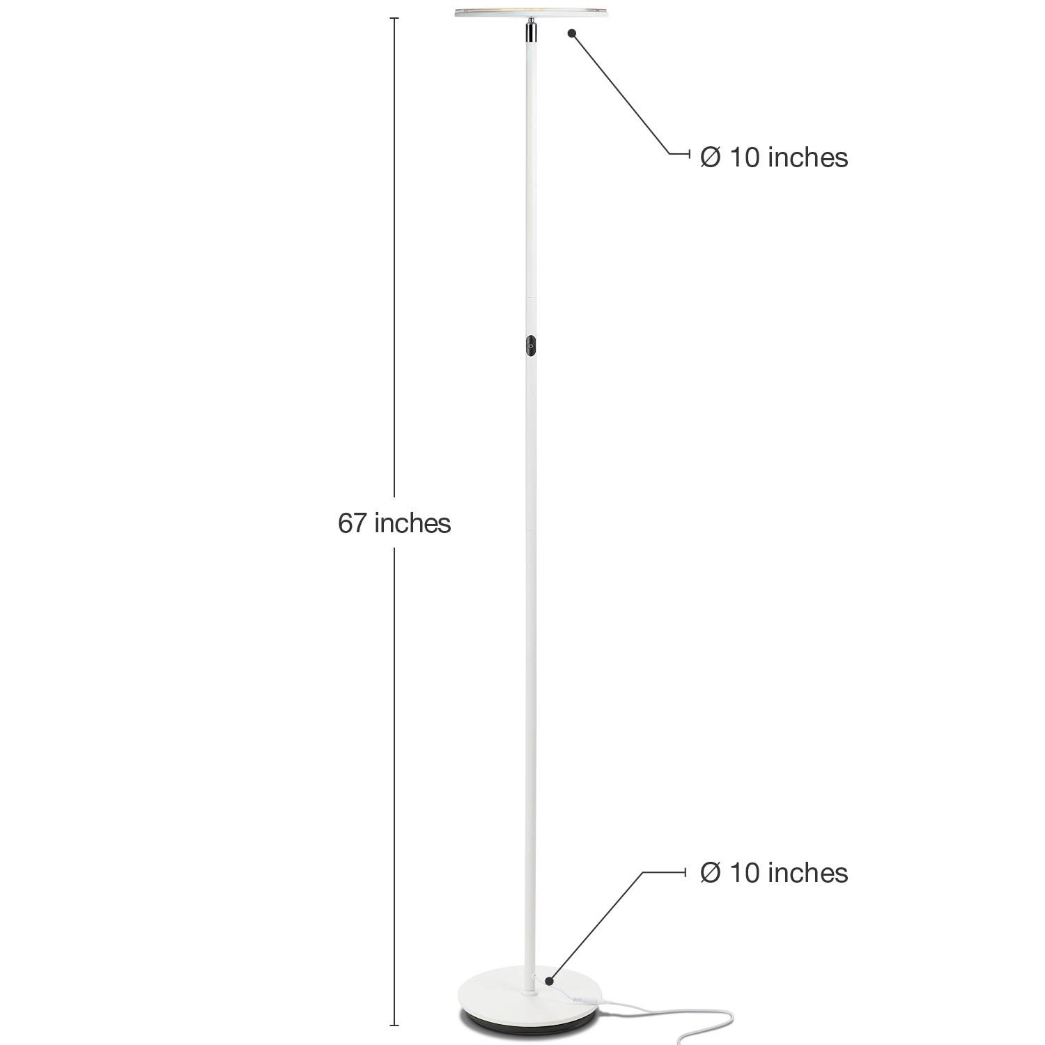 Brightech Sky Flux - The Very Bright LED Torchiere Floor Lamp, for Your Living Room & Office - Halogen Lamp Alternative with 3 Light Options Incl. Daylight - Dimmable Modern Uplight - White