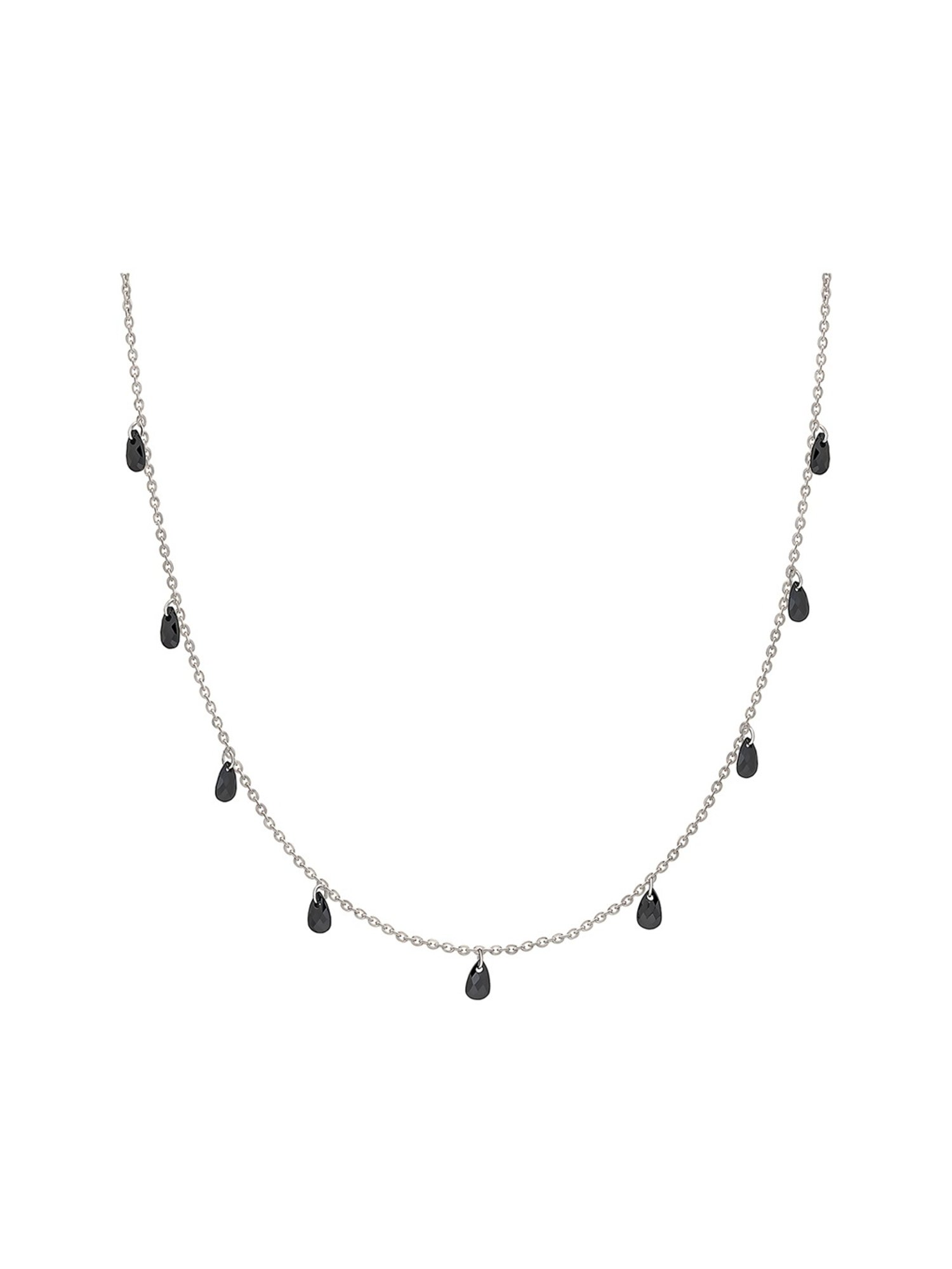 Silberry 92.5 Sterling Silver Black Crystalized Necklace