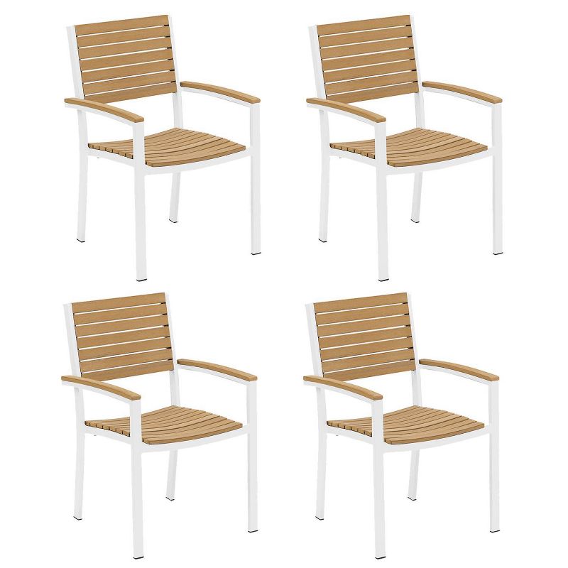 Travira 4pk Outdoor Armchairs with Natural Tekwood Chalk Frame - Oxford Garden