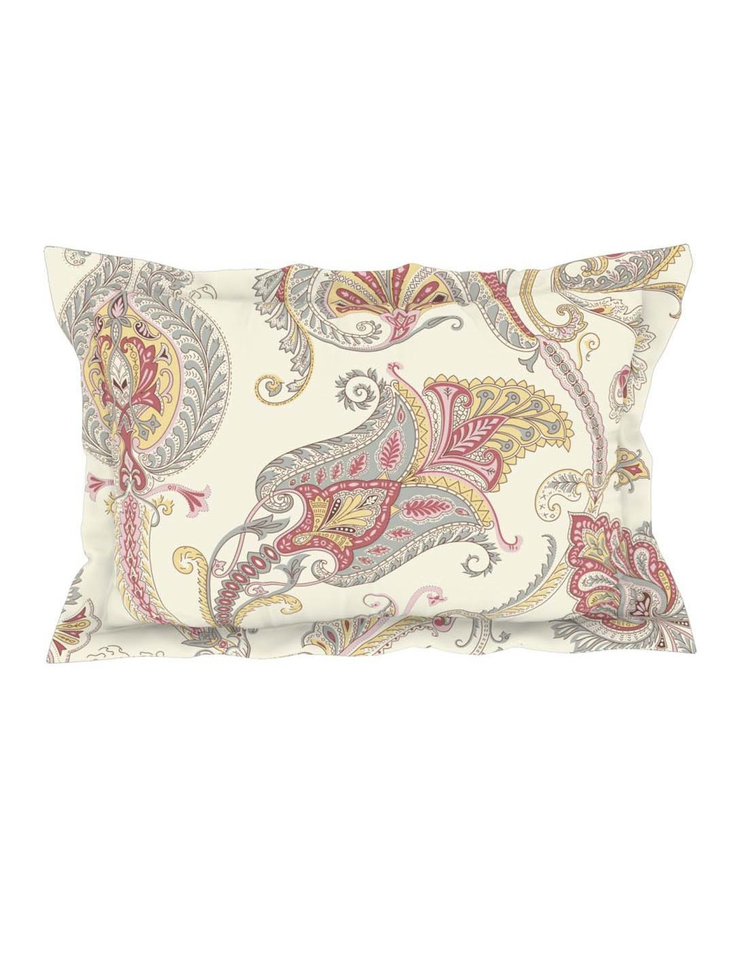 SPACES Bohemia Red & Egret Cotton 144 TC Large King Size Bedsheet With Pillow Covers