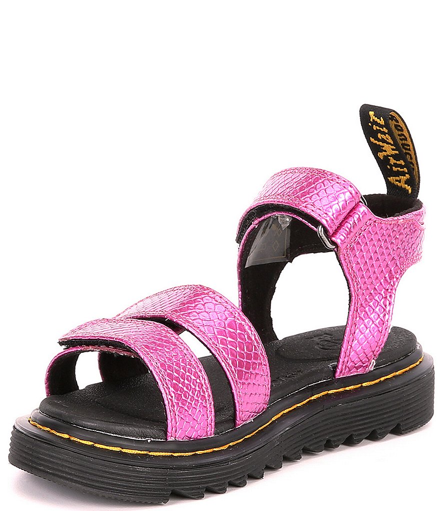Dr. Martens Girls' Klaire Reptile Print Leather Sandals (Youth)