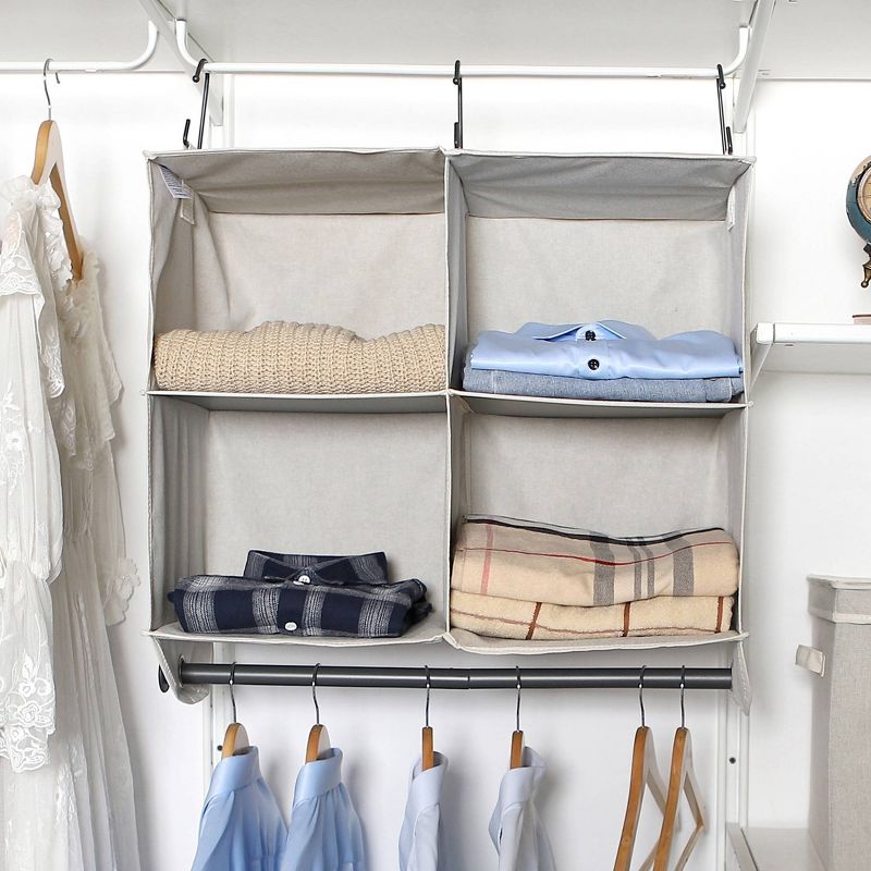StorageWorks 2+2 Shelves Hanging Closet Organizer Gray