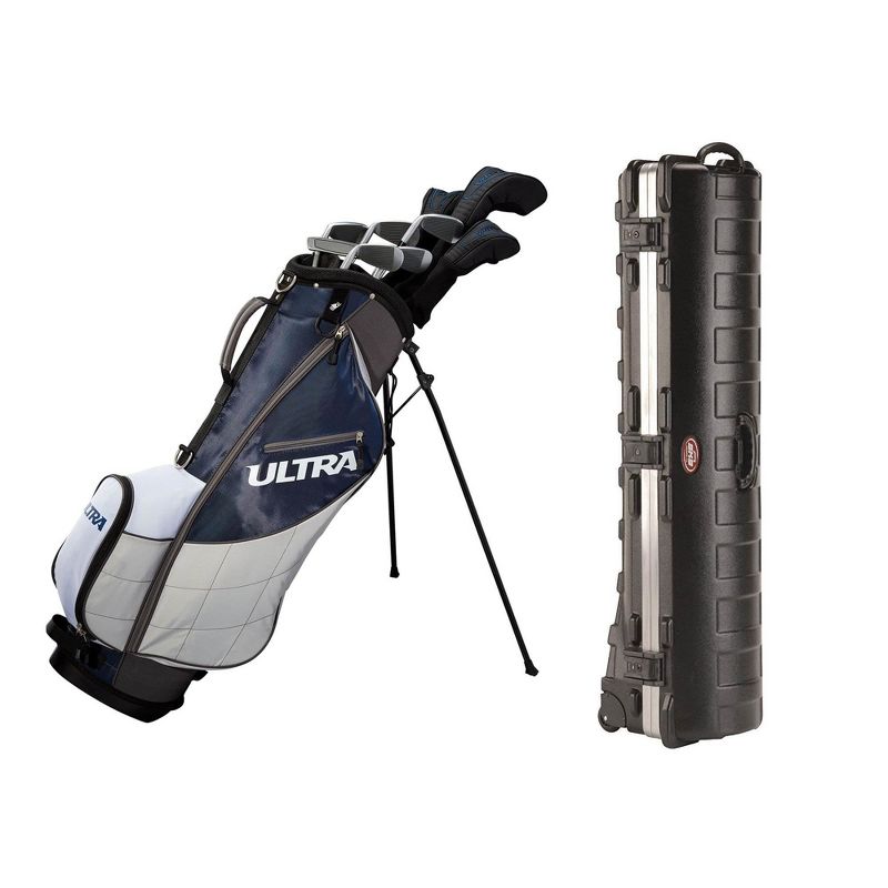 Wilson Mens 13 Piece Left Handed Golf Club Set, Deepwater & Wheeled Travel Case