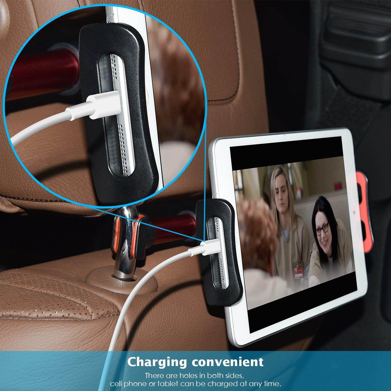 Lamicall Car Headrest Mount, Tablet Holder: Stand Cradle Compatible with Devices Such as iPad Mini 2 3 4, iPad Pro Air, Phone X 8 7 6 Plus 6s XS Max XR, Fire 7 8 HD, Other 4-10.5" Devices - Red