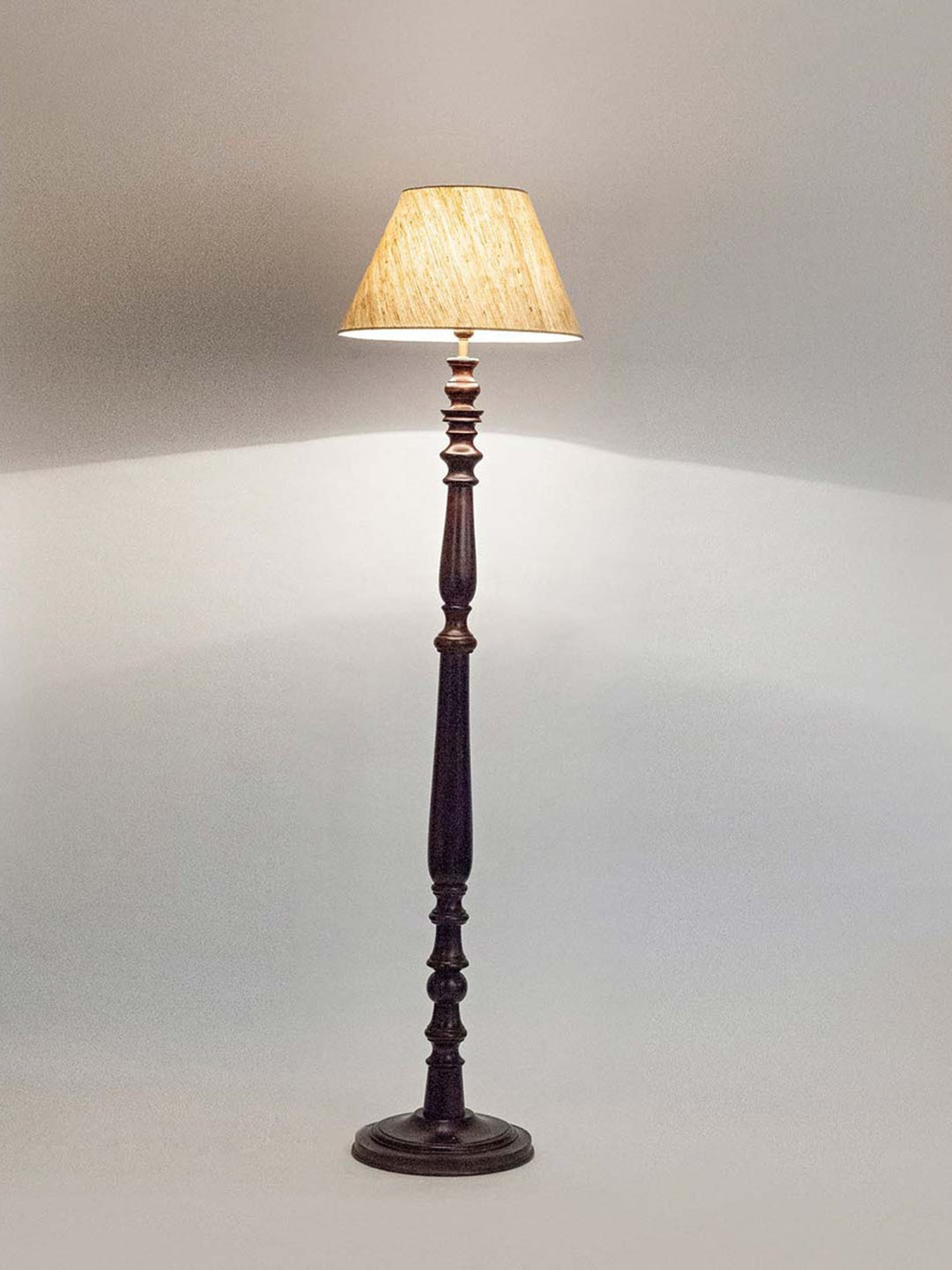 Fabindia Brown Darv Lacquered Pedestal Floor Lamp