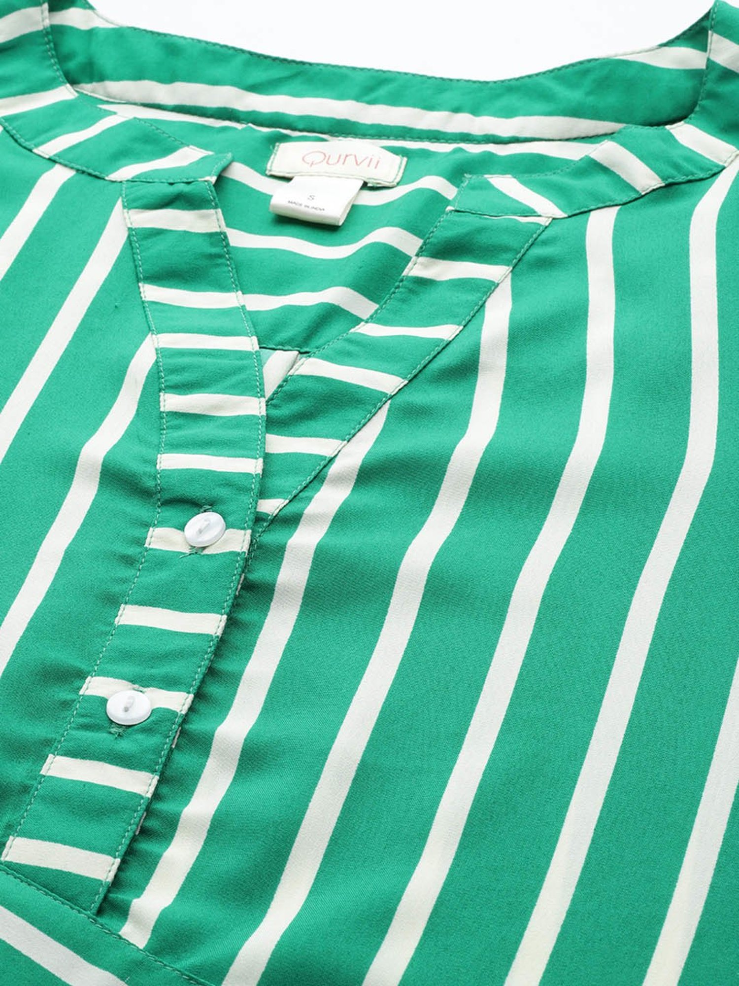 Qurvii Green Striped Top