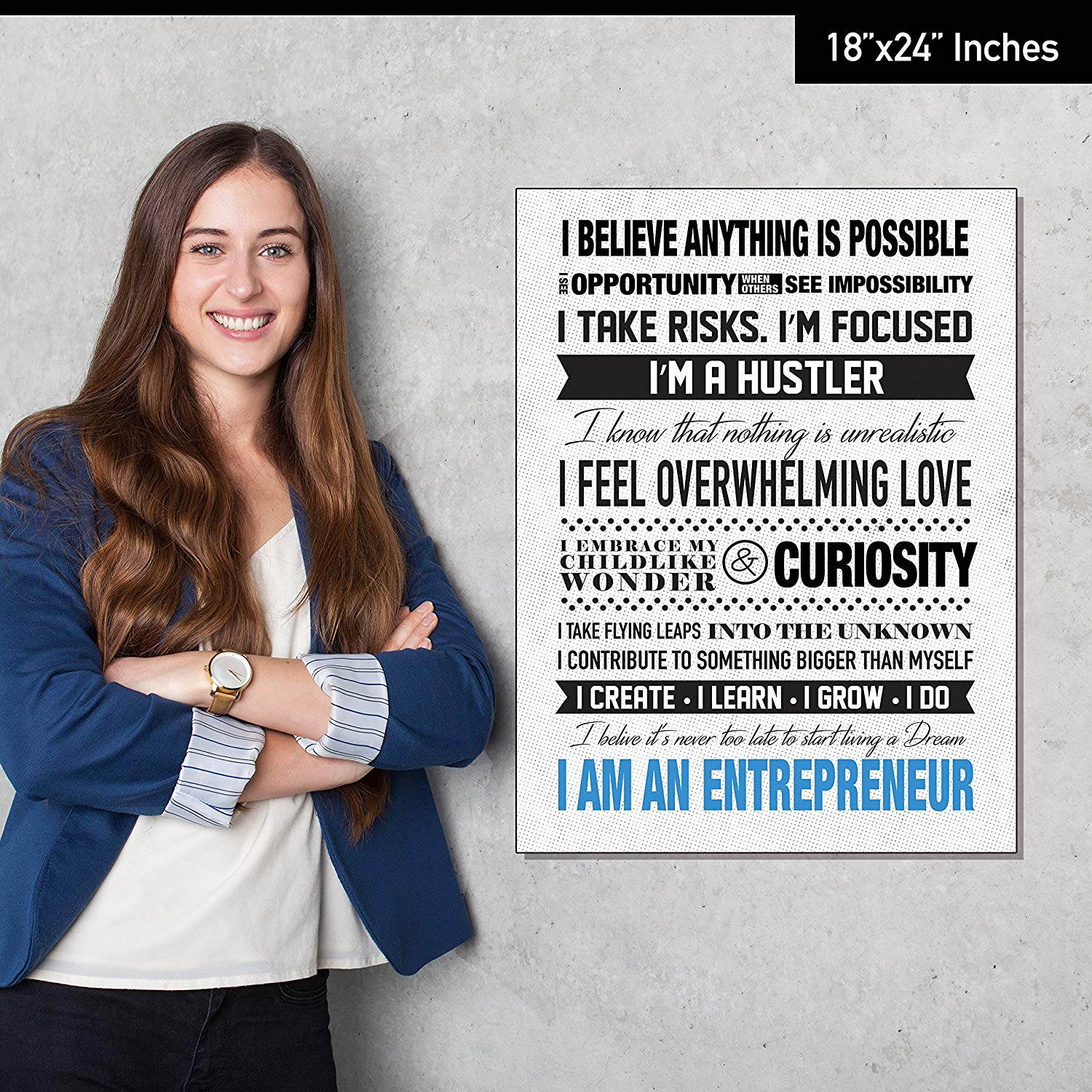 I Am An Entrepreneur Motivational Poster for Home Office Use - Start Your Day Off Right By Reminding Yourself Why You Do What You Do - English Language