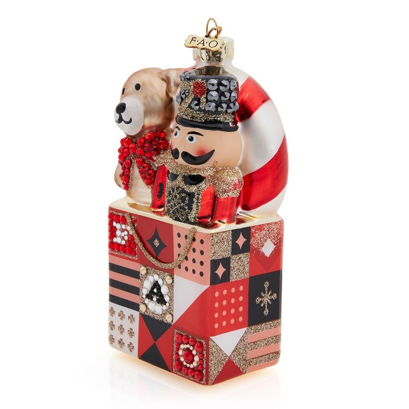 FAO Schwarz Gift Bag Ornament Partially Covered in Swarovski Crystals