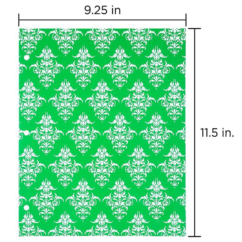 JAM Paper Glossy 3-Hole Punched 2-Pocket School Folders, Assorted Damask 31237925