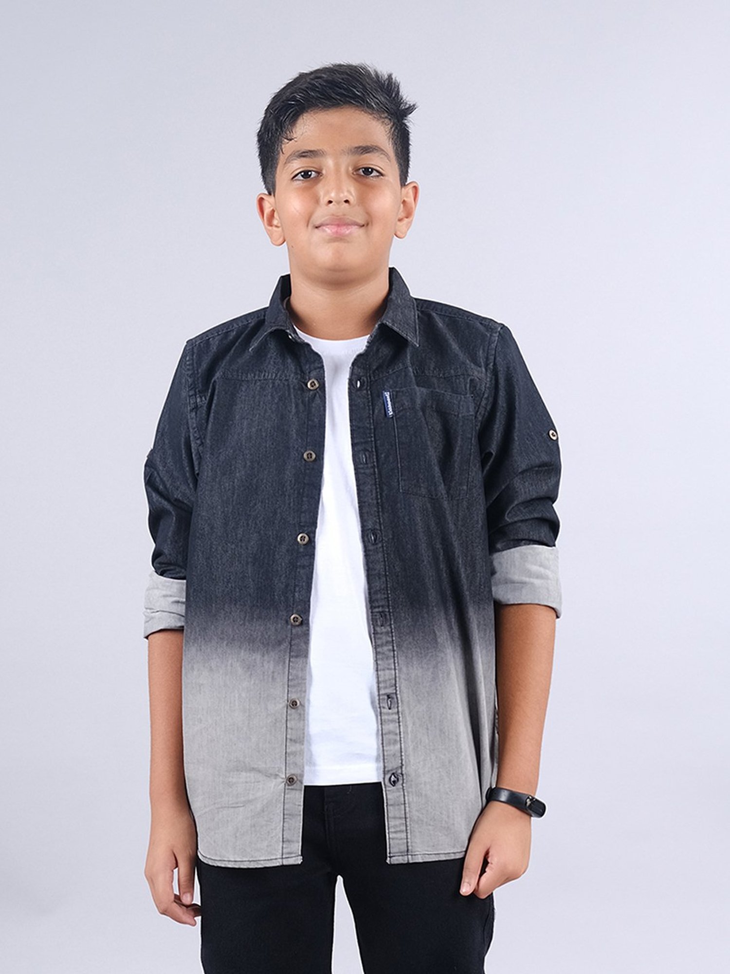 Kiddopanti Kids Black Tie-Dye Full Sleeves Shirt