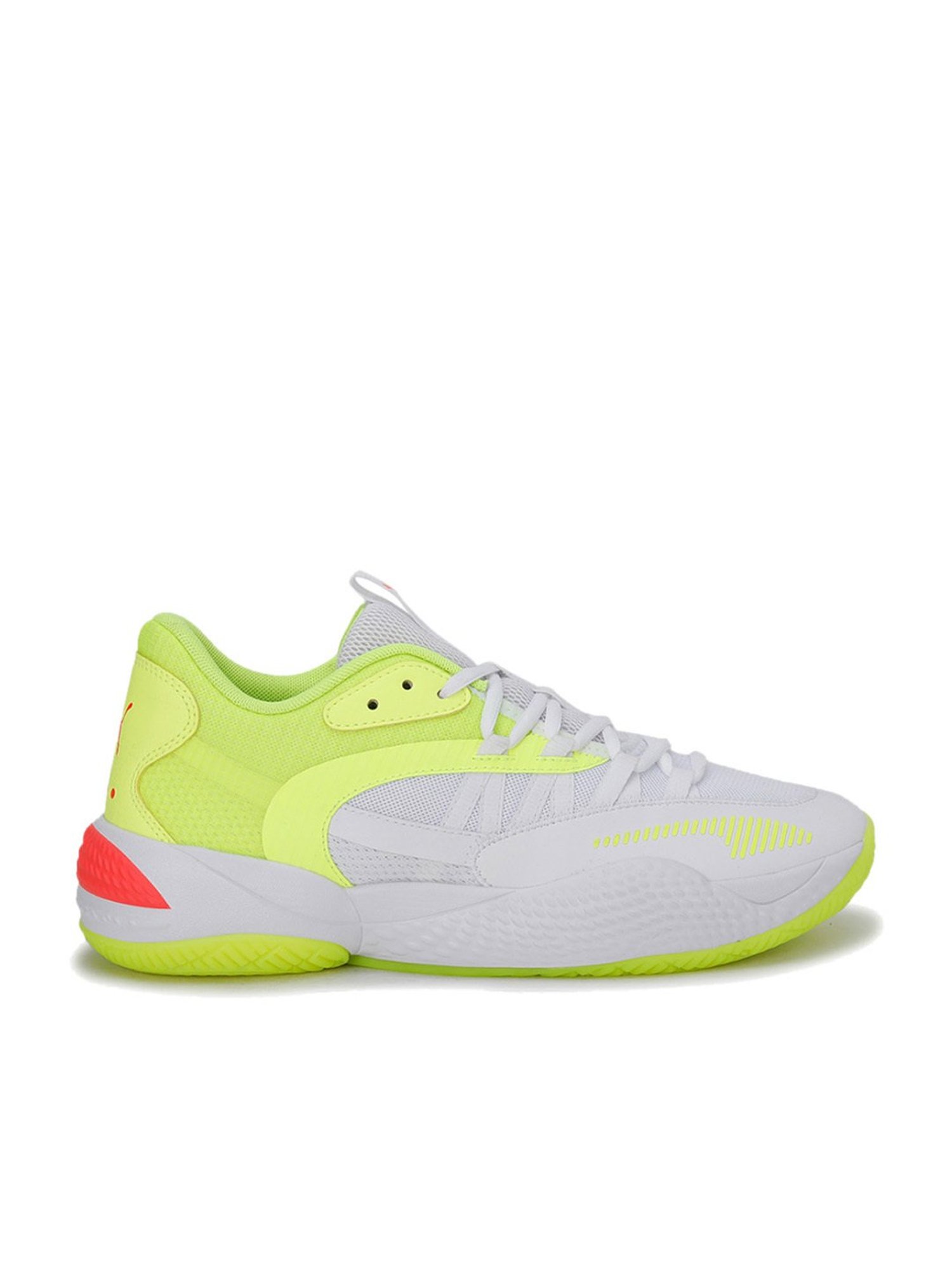Puma Men's Court Rider 2.0 Glow Stick White & Green Basketball Shoes