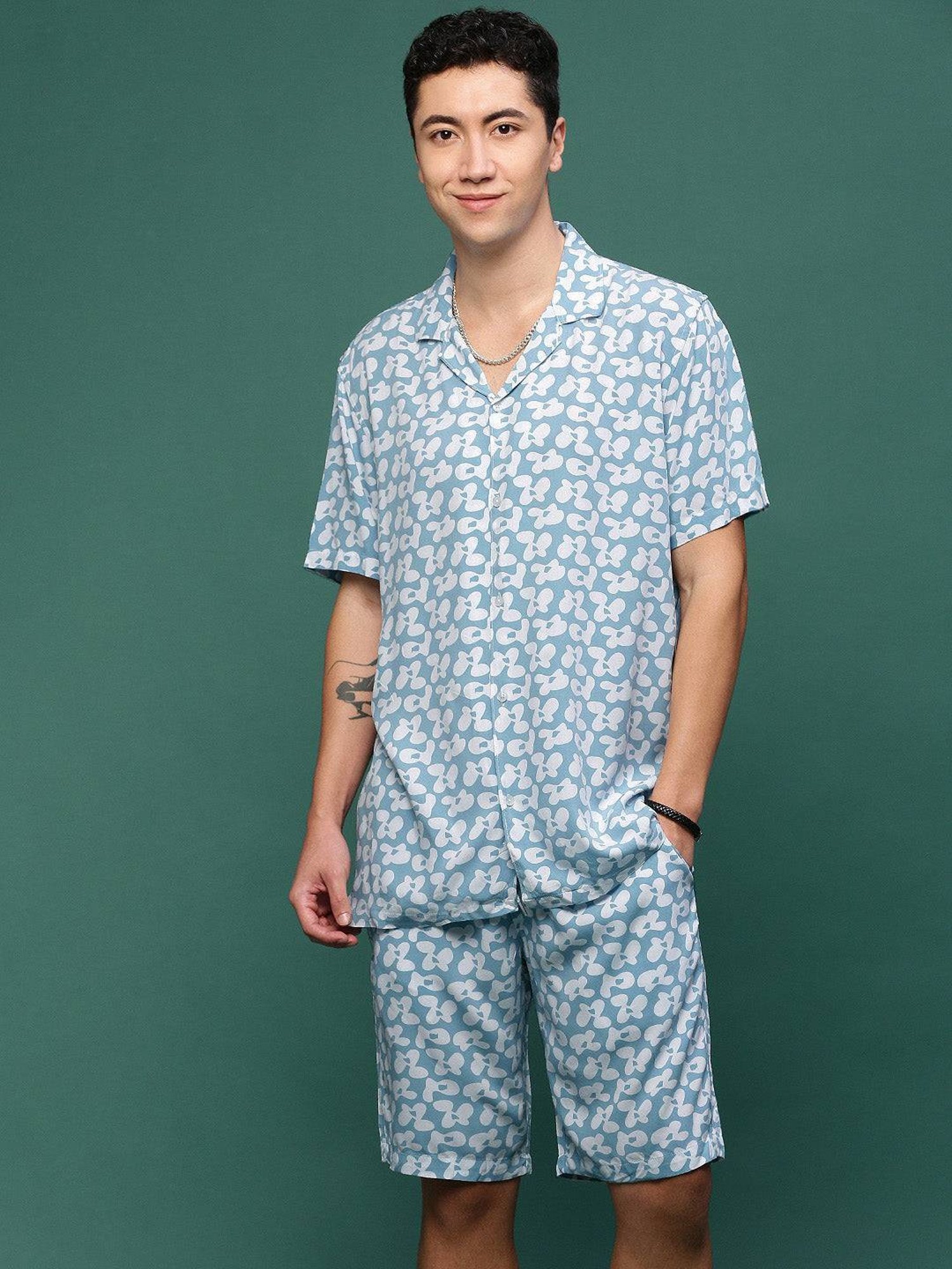 Spykar Blue Cotton Slim Fit Checks Shirt