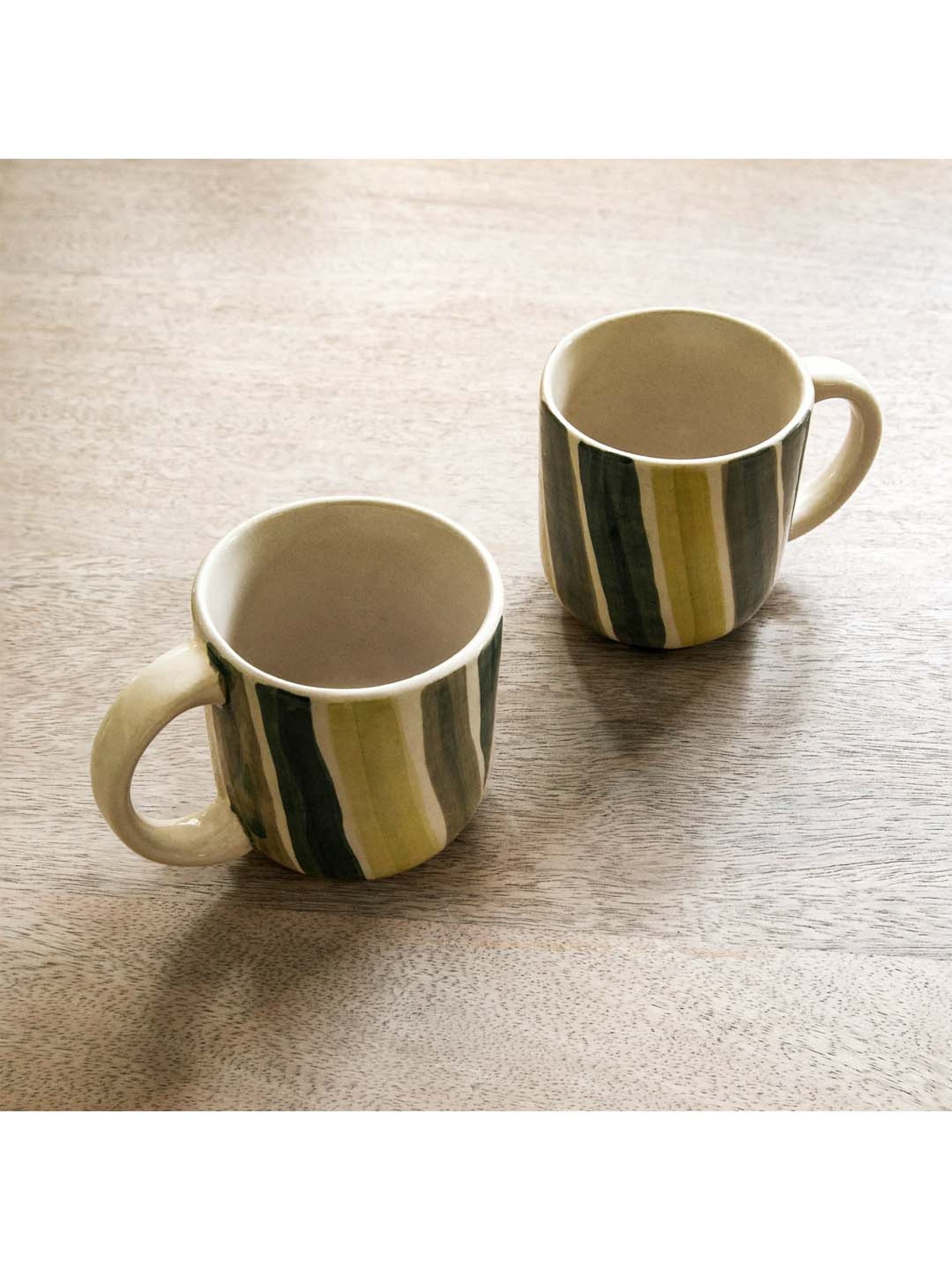 Ellementry Multicolor Ceramic Coffee Mug (0.25 L) - Set of 2