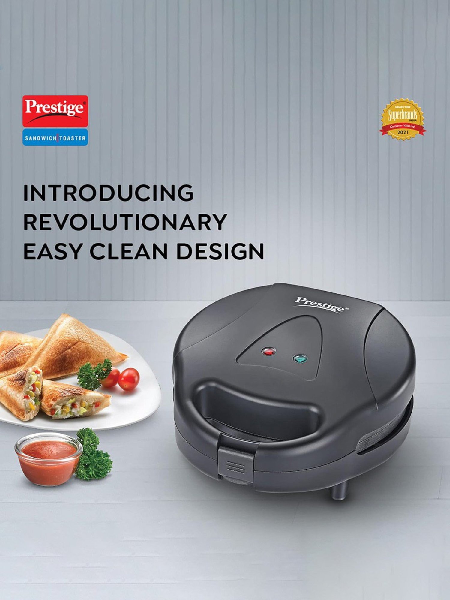 Borosil Sandwich Maker 700W Non Stick Coating (Black)