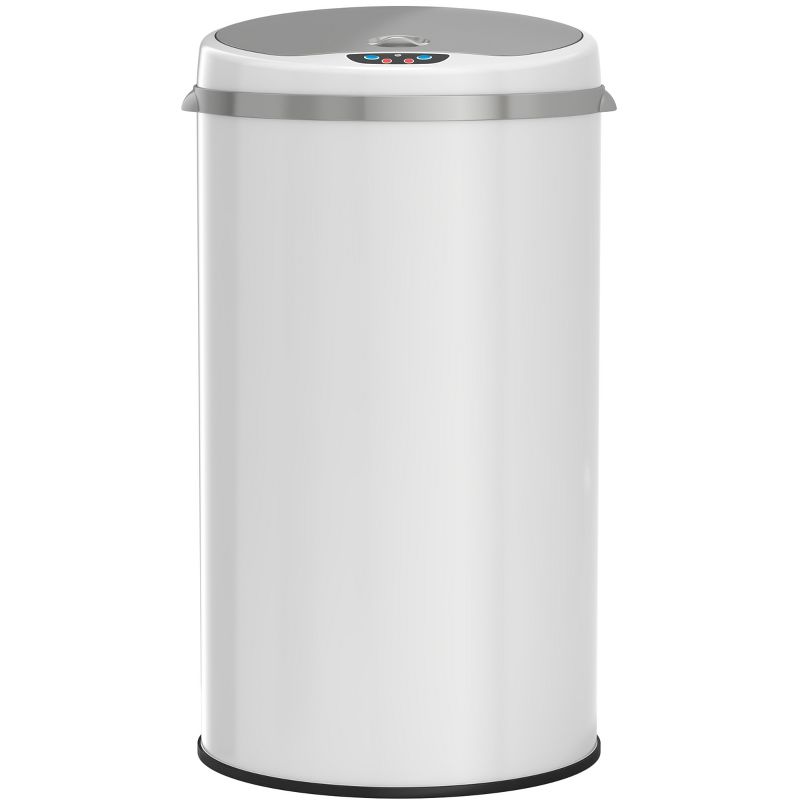 iTouchless Sensor Kitchen Trash Can with AbsorbX Odor Filter Round 8 Gallon White Stainless Steel