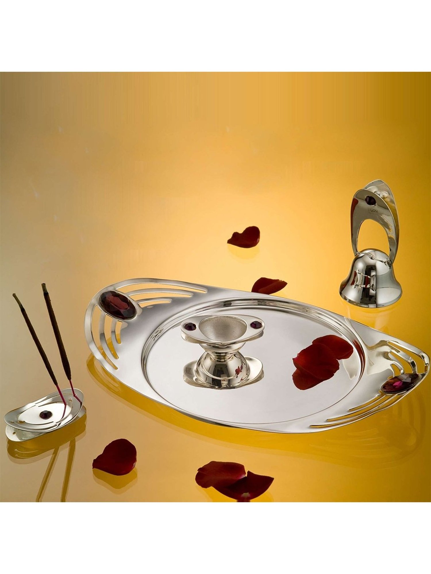 Episode Silver Plated Pooja Thali Tilak with Set