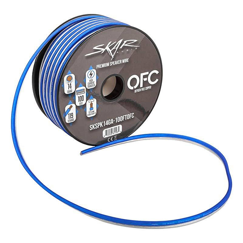 14 Gauge Elite AWG OxygenFree Copper Audio Speaker Wire 100 Feet BlueWhite