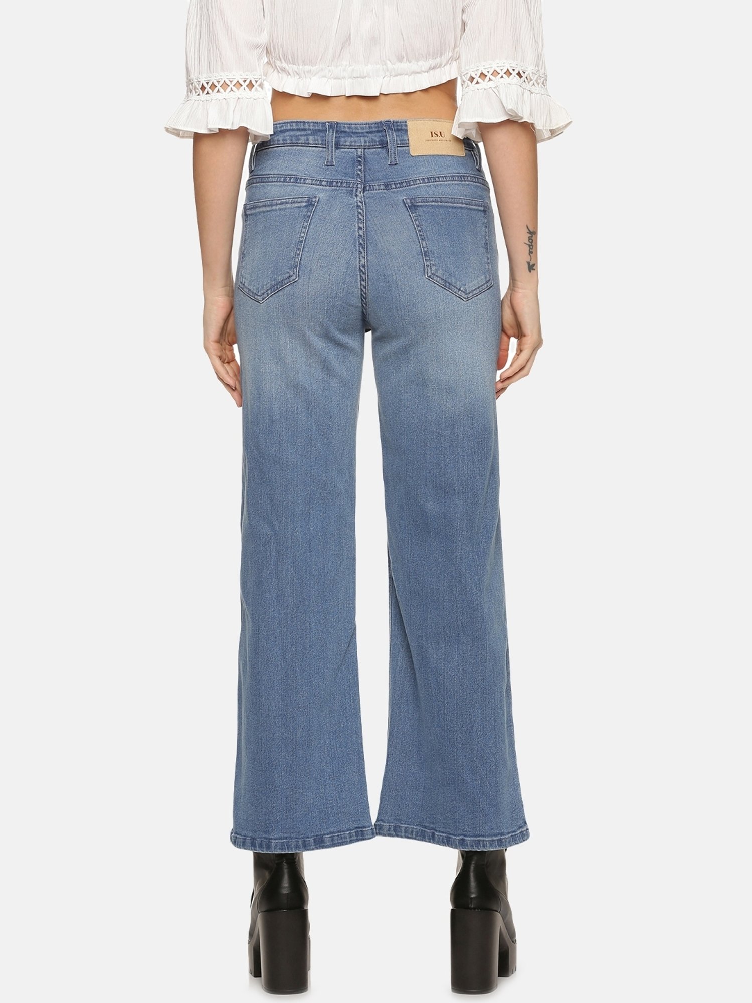 ISU Blue Cotton Mid Rise Jeans