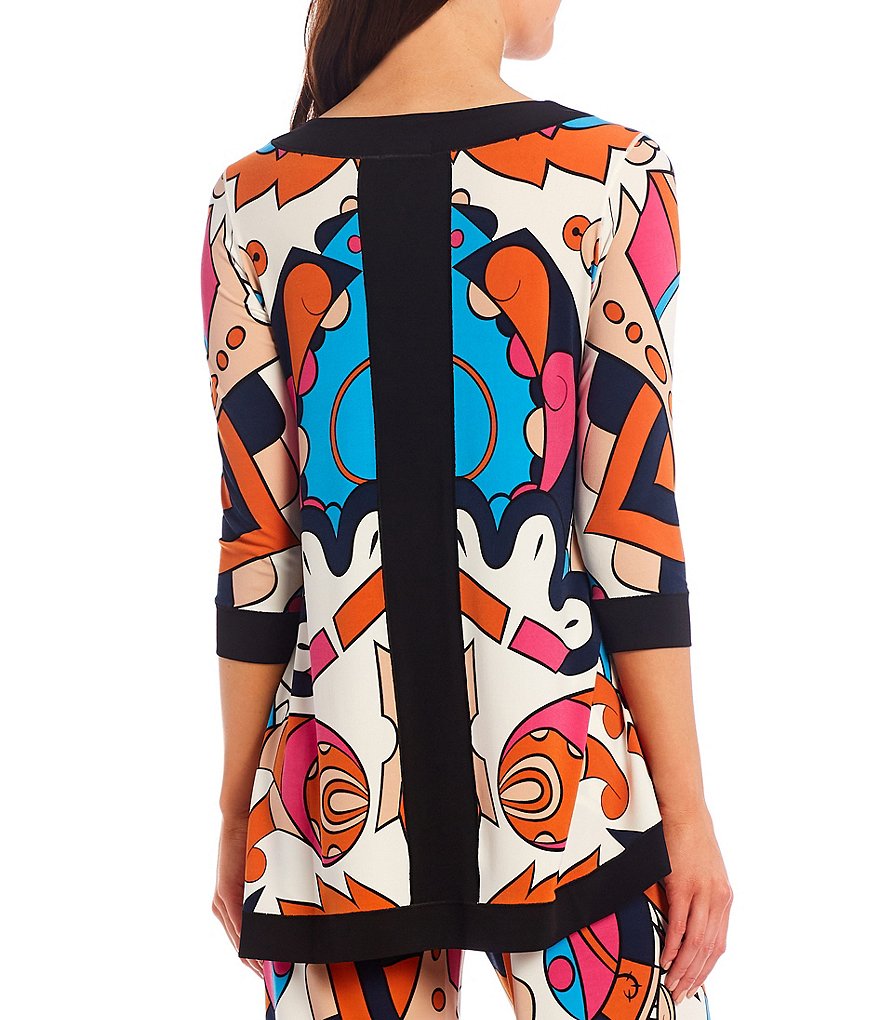 Eva Varro 3/4 Sleeve Pop Art Keyhole Tunic