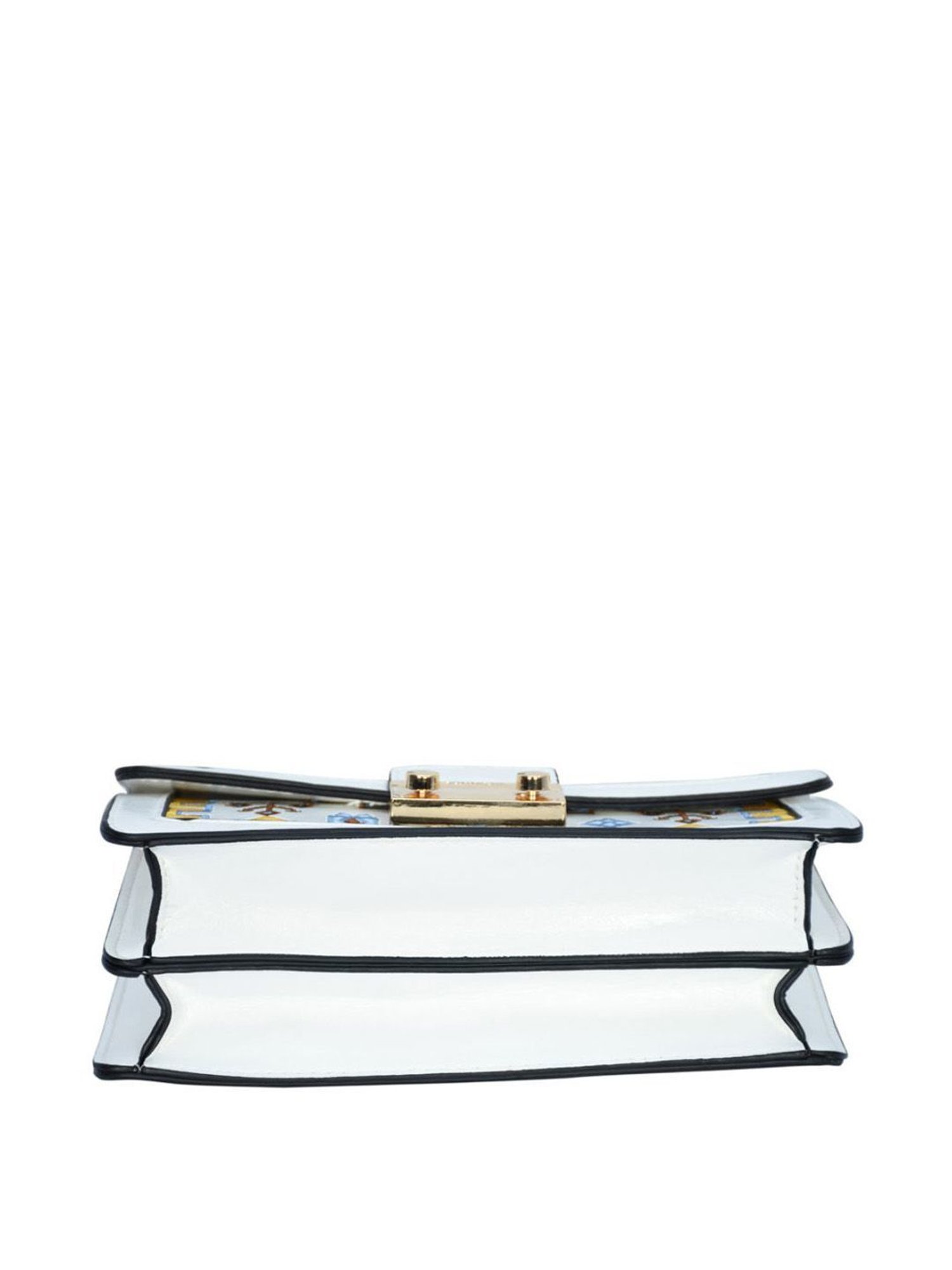 Esbeda White PU Embroidered Sling Handbag