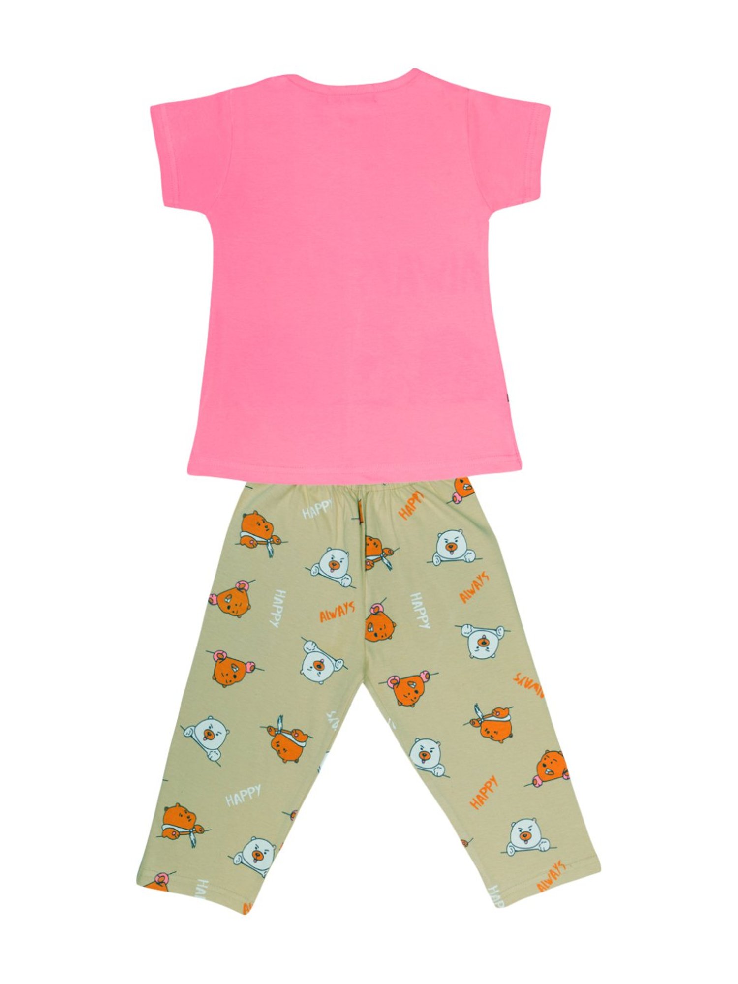 Todd N Teen Kids Pink Cotton Printed T-Shirt & Capris