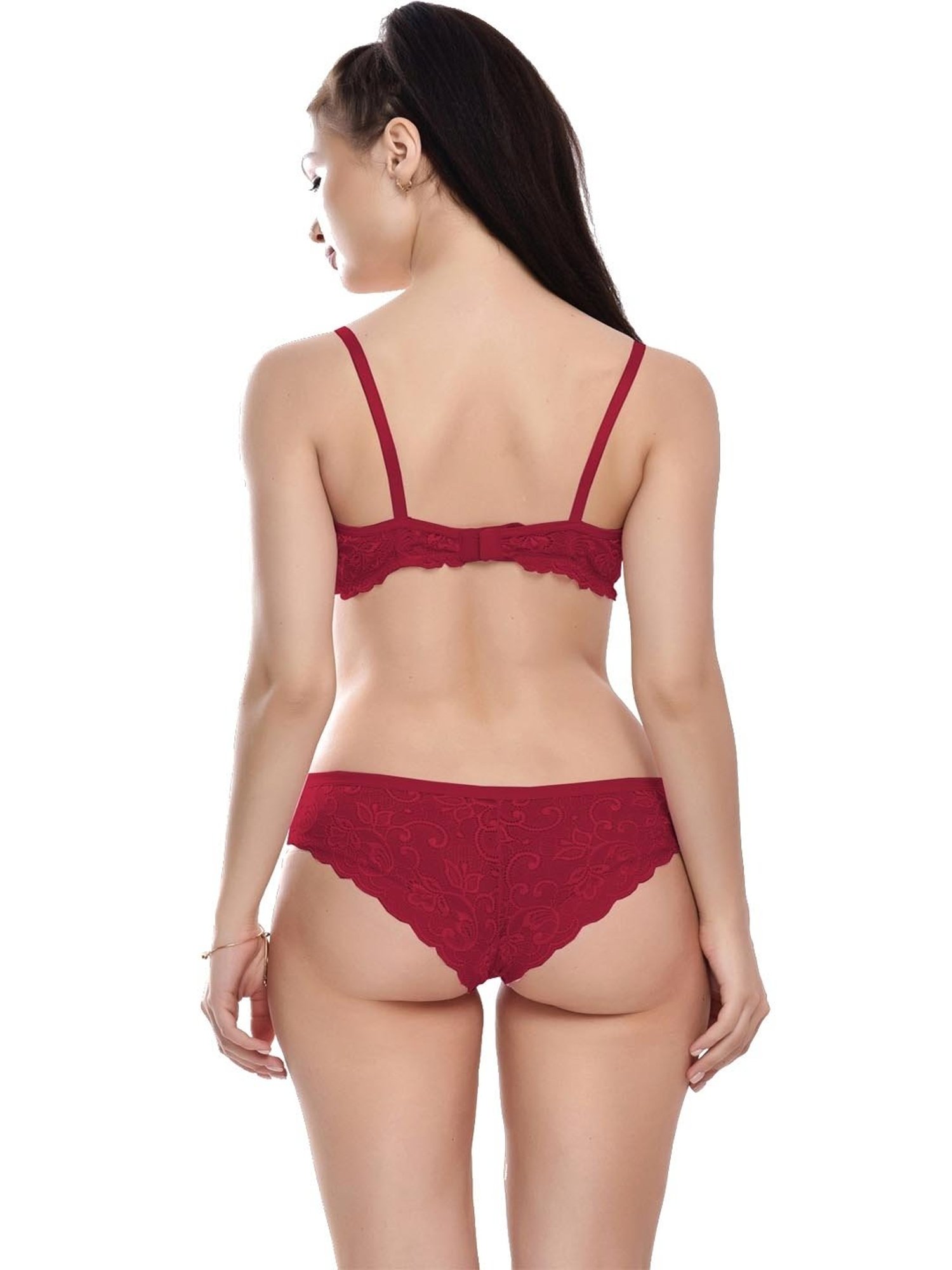 mod & shy Pink Self Pattern Lingerie Set