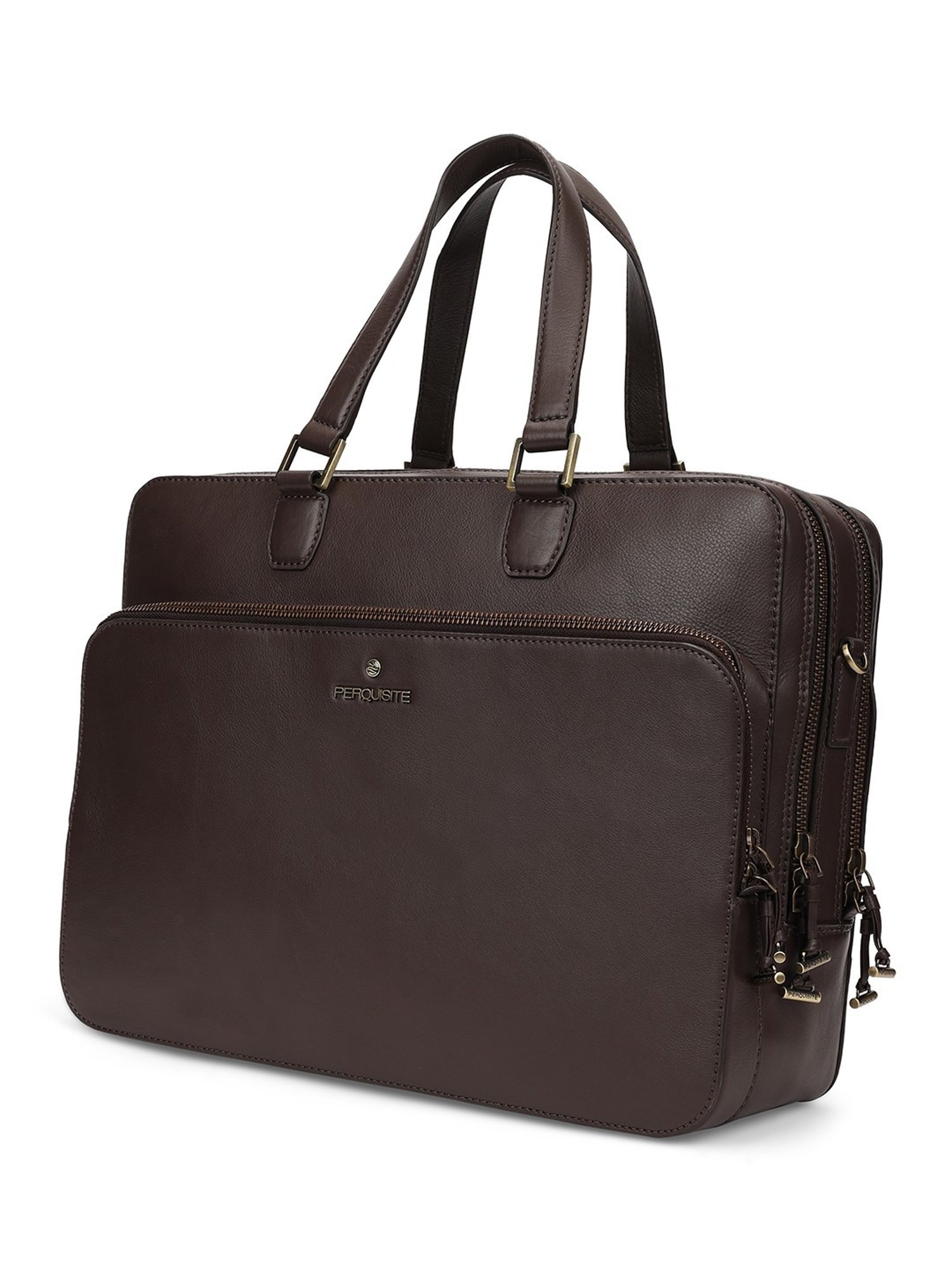 PERQUISITE WARREN Brown Leather Medium Messenger Bag