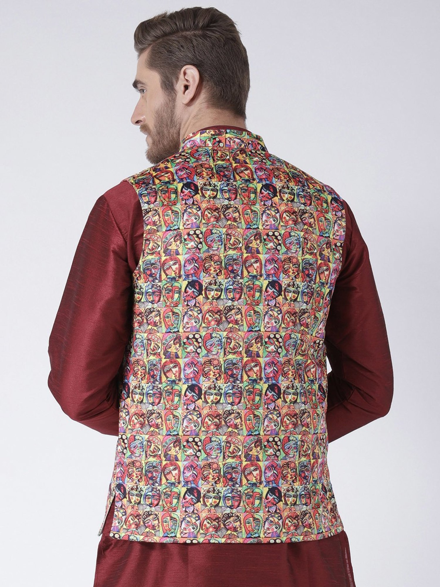 Hangup Plus Multicolor Regular Fit Printed Nehru Jacket