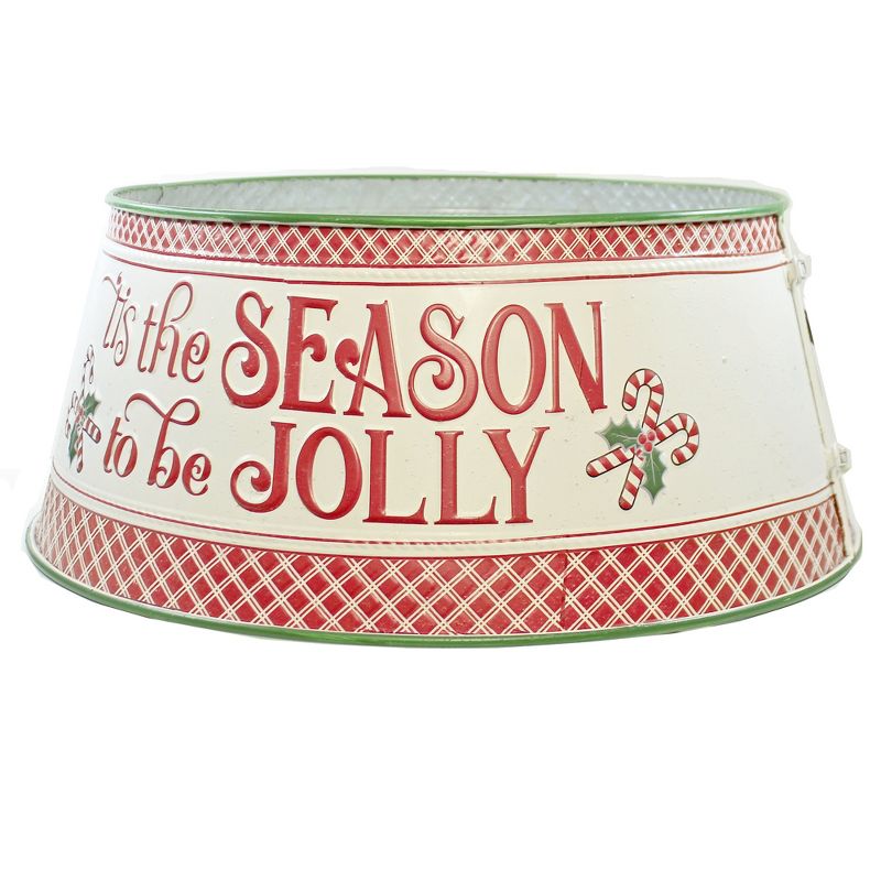 Christmas 9.0" Galvanzied Metal Tree Skirt Collar  -  Tree Toppers